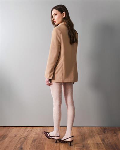 Kadın Floral Dantel Desenli Külotlu Çorap Ekru