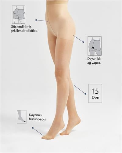 Kadın Fit 15 Külotlu Çorap Ten Rengi