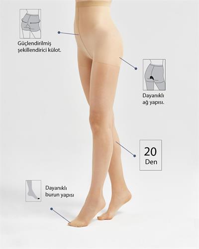 Kadın Fit 20 5li Külotlu Çorap Ten Rengi