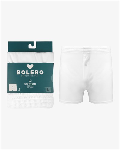 Erkek Havlu Bel Düğmeli Boxer Beyaz