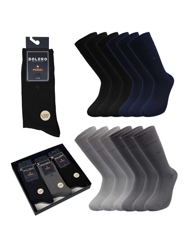 Erkek Premium Dikişsiz 12li Modal Çorap Mix Asorti Noktalı Kare Desen