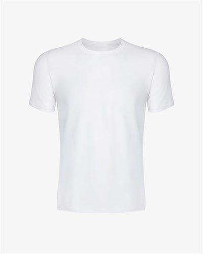 Erkek Premium Lyocell Rahat Kalıp Bisiklet Yaka T-shirt Beyaz
