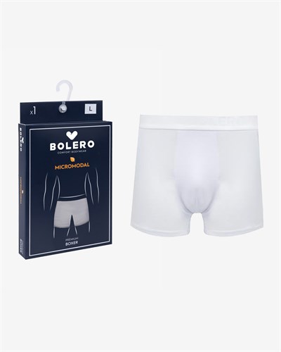 Erkek Premium Micromodal Boxer Beyaz