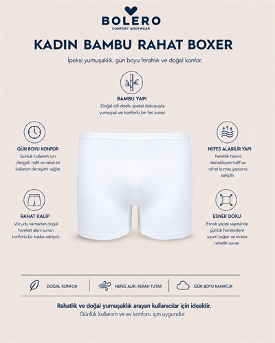 Kadın Bambu Boxer Beyaz