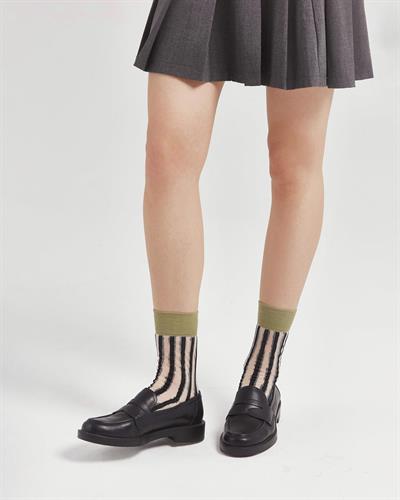 Kadın Japon Kore Tarzı Transparan Çorap Siyah Çizgili