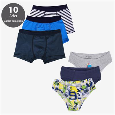 Toptan 10lu İhraç Fazlası Erkek Çocuk Boxer ve Külot -A02-M17