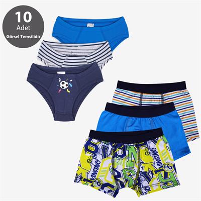 Toptan 10lu İhraç Fazlası Erkek Çocuk Boxer ve Külot -A02-M17