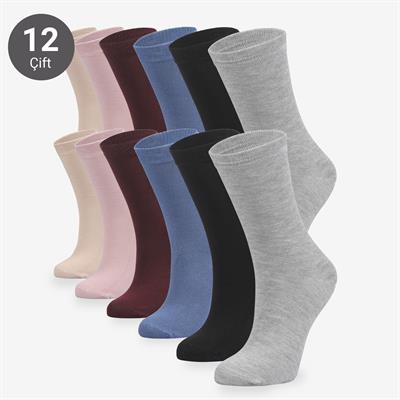 Toptan 12li Bambu Bayan Çorabı-B12