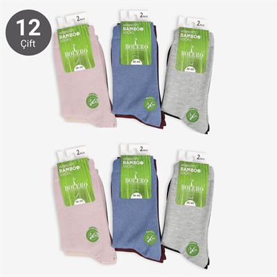 Toptan 12li Bambu Bayan Çorabı-B12