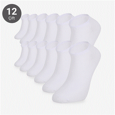 Toptan 12li Bambu Erkek Beyaz Patik Çorap-E42