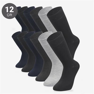 Toptan 12li Bambu Erkek Çorap-E14