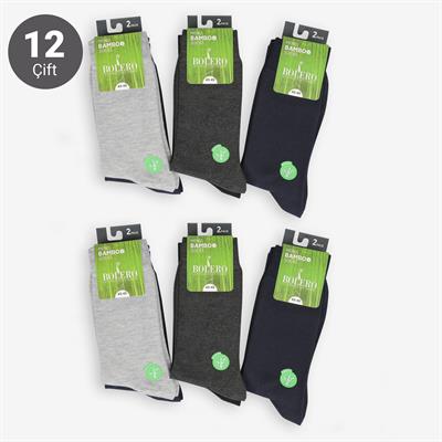 Toptan 12li Bambu Erkek Çorap-E14