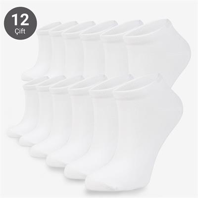 Toptan 12li Bambu Patik Kadın Beyaz Çorap-B33