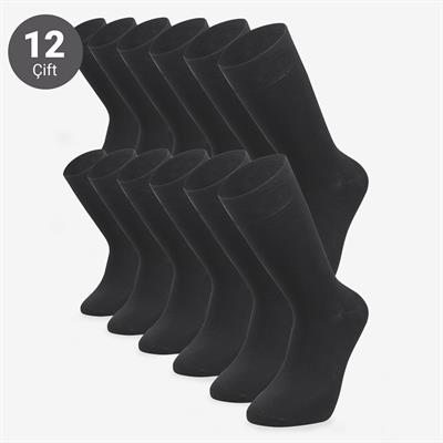 Toptan 12li Bambu Siyah Erkek Çorap-E14