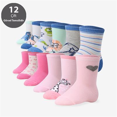 Toptan 12li Bebek Çorap-C09