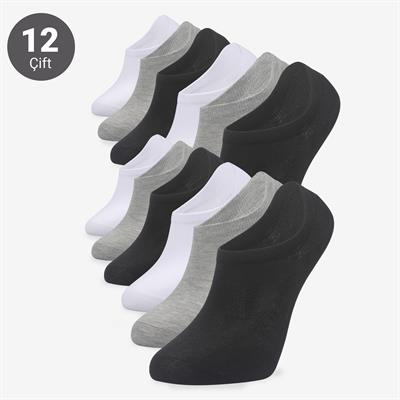 Toptan 12li Premium Görünmez Bambu Kısa Patik Çorap-E15