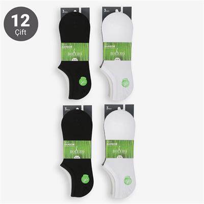 Toptan 12li Premium Görünmez Bambu Kısa Patik Çorap-E15