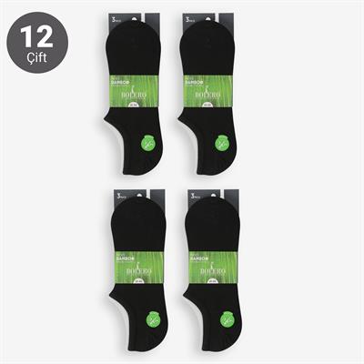 Toptan 12li Premium Görünmez Bambu Siyah Kısa Patik Çorap-E15