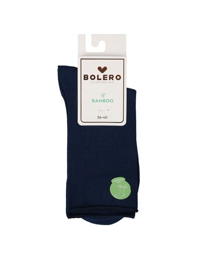 Toptan 12li Roll Top Lastiksiz Kadın Lacivert Bambu Soket-B11