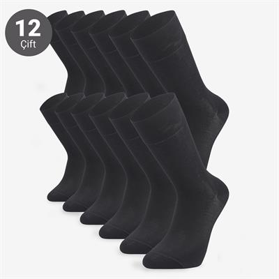 Toptan 12li Yazlık Merserize Erkek Siyah Çorap-E08