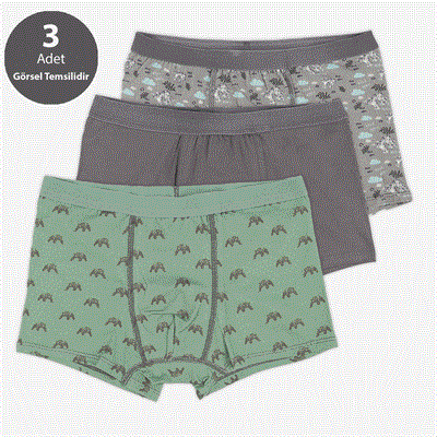 Toptan 3lü Çocuk Karışık Boxer ve Slip-M17