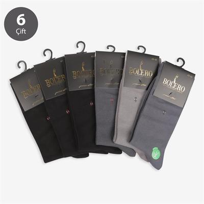 Toptan 6lı Premium Dikişsiz Erkek Bambu Soket Çorap-E70