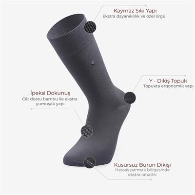 Toptan 6lı Premium Erkek Bambu Çorap-E70