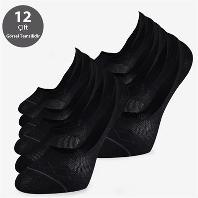 Toptan Erkek 12li Süper Lüks Görünmez Siyah Çorap-E23