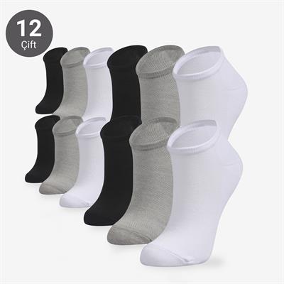 Toptan Kadın 12li Lüks Patik Çorap-B18
