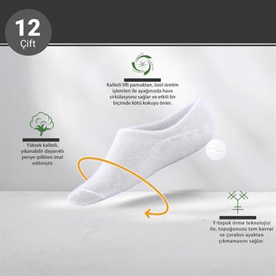 Toptan Kadın 12li Pamuklu Sneakers Çorap-B74