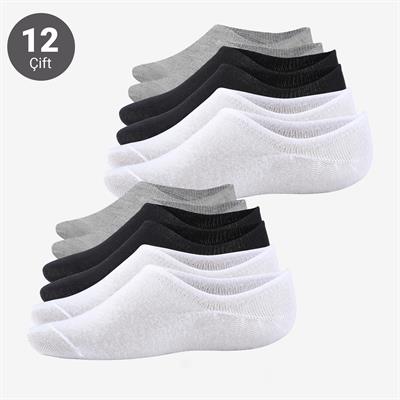 Toptan Kadın 12li Pamuklu Sneakers Çorap-B74