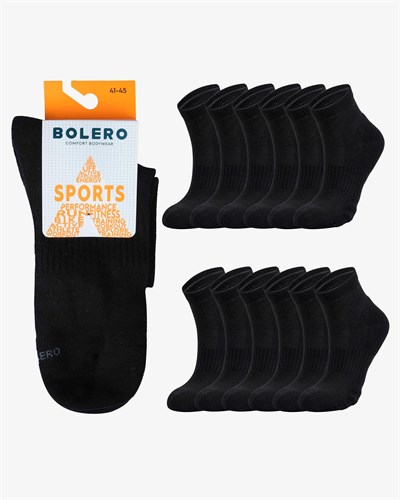 Unisex Dikişsiz Taban Havlu 12li Kısa Spor Çorap Siyah