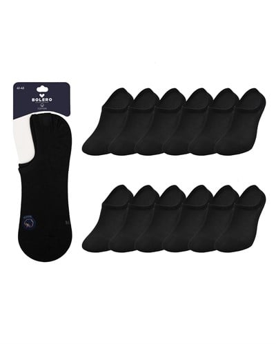 Unisex Premium Dikişsiz Görünmez 12li Çorap Siyah