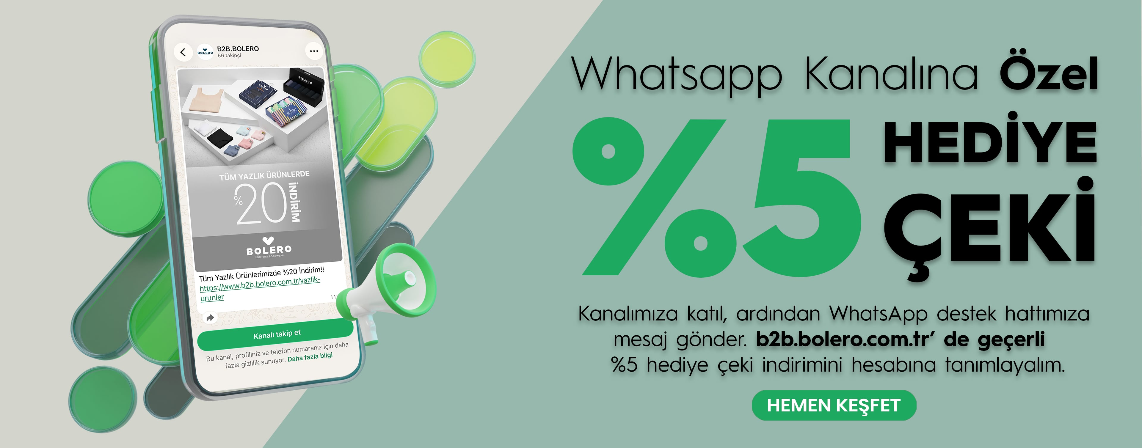 Whatsapp Kanalına Özel %5 Hediye Çeki