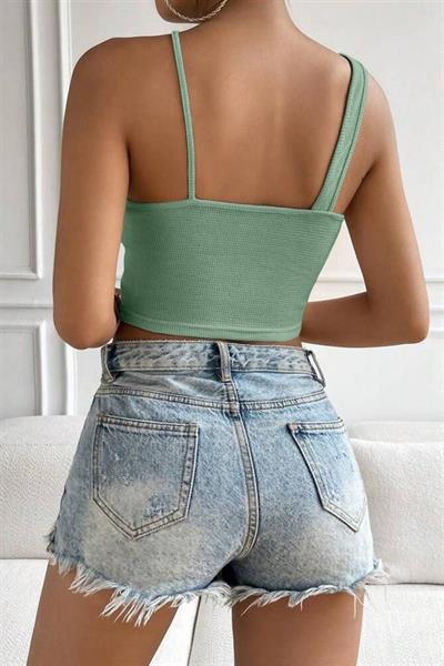 Bella Botte Yeşil Boyundan Çapraz Askılı Crop BN6570Y