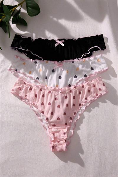 Bella Notte Çok Renkli Marul Trim 3 Lü Külot Set 18039