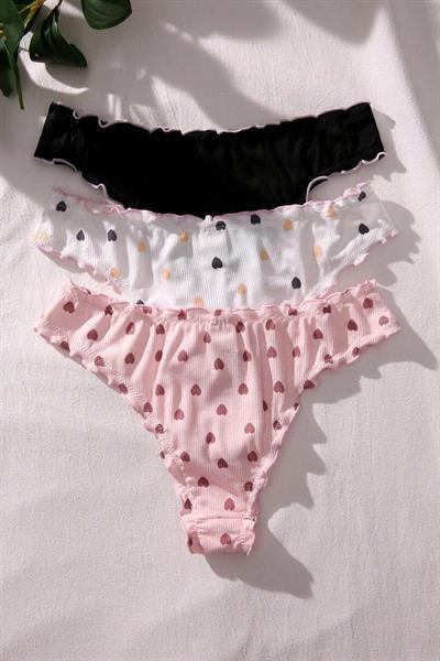 Bella Notte Çok Renkli Marul Trim 3 Lü Külot Set 18039
