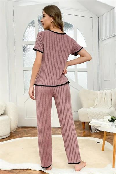 Bella Notte Gül Kurusu Kısa Kollu Pamuklu Pijama Takımı 77139