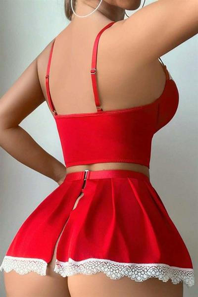 Bella Notte Kırmızı Fransız Model Hizmetçi Kostüm 17038