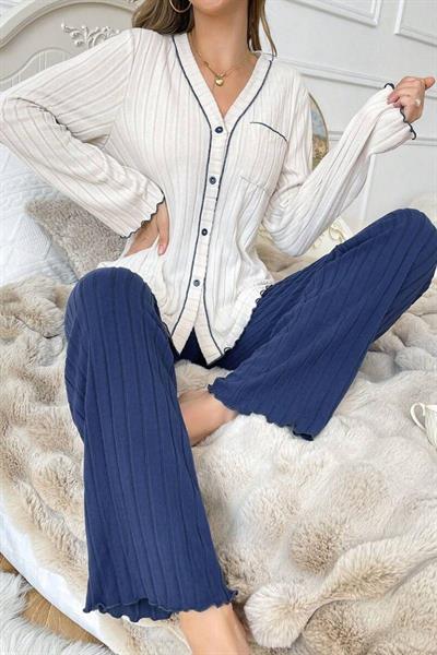 Bella Notte Lacivert Pamuklu Konfor Pijama Takımı 77011