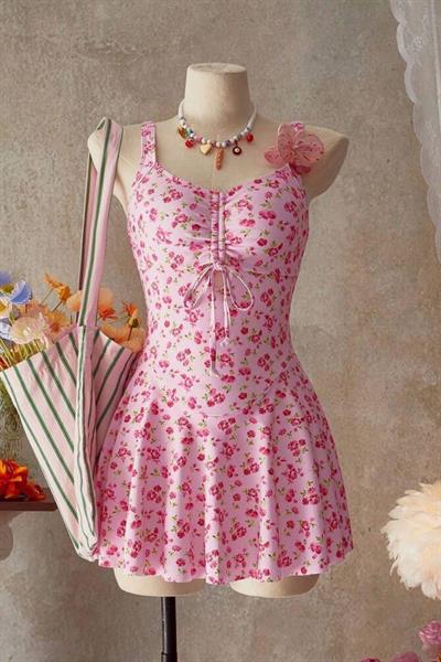 Bella Notte Pembe Çiçek Desenli Mini Gecelik 35521