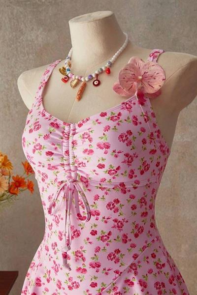 Bella Notte Pembe Çiçek Desenli Mini Gecelik 35521