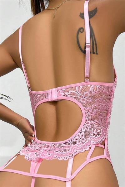 Bella Notte Pembe Dantelli Jartiyer Gecelik 16527
