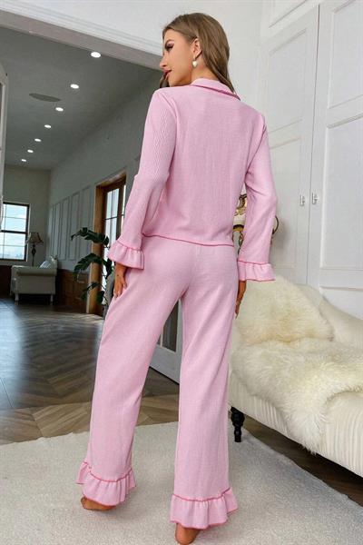 Bella Notte Pembe Düğme Detaylı Pijama Takımı 77137