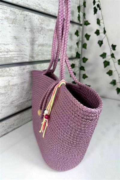 Bella Notte Pembe Kadın El Yapımı Günlük/Plaj Çantası 8001
