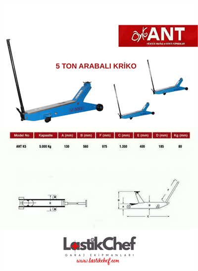 ANT 5 Ton Arabalı Kriko 