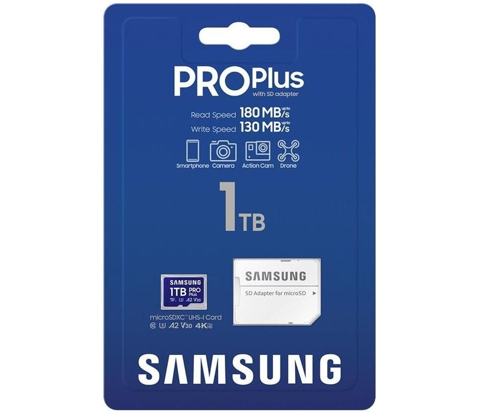 Samsung PRO Plus 1 TB microSD Kart – Yüksek Kapasiteli, Dayanıklı ve Profesyonel Depolama Çözümü