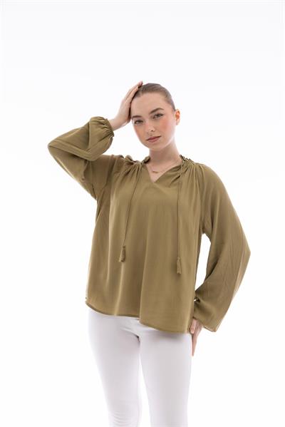 MSS-B2502 Haki Rahat Kesimli Bluz