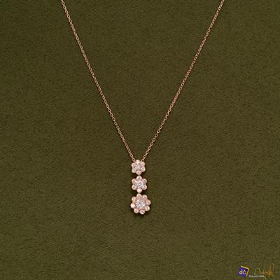 3lü Çiçek Figürlü Rose Gold Kolye