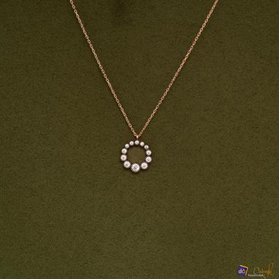 Taşlı Rose Gold Kolye